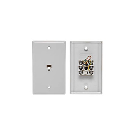 Allen Tel Flush Mount Smooth Telephone Wall Jack, 4-Conductor, 6-Position, White AT216SM-4-15